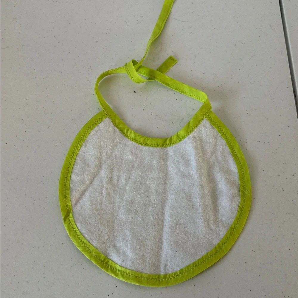 Handmade Baby Feeding Bib – Green Witches/Broom Pattern